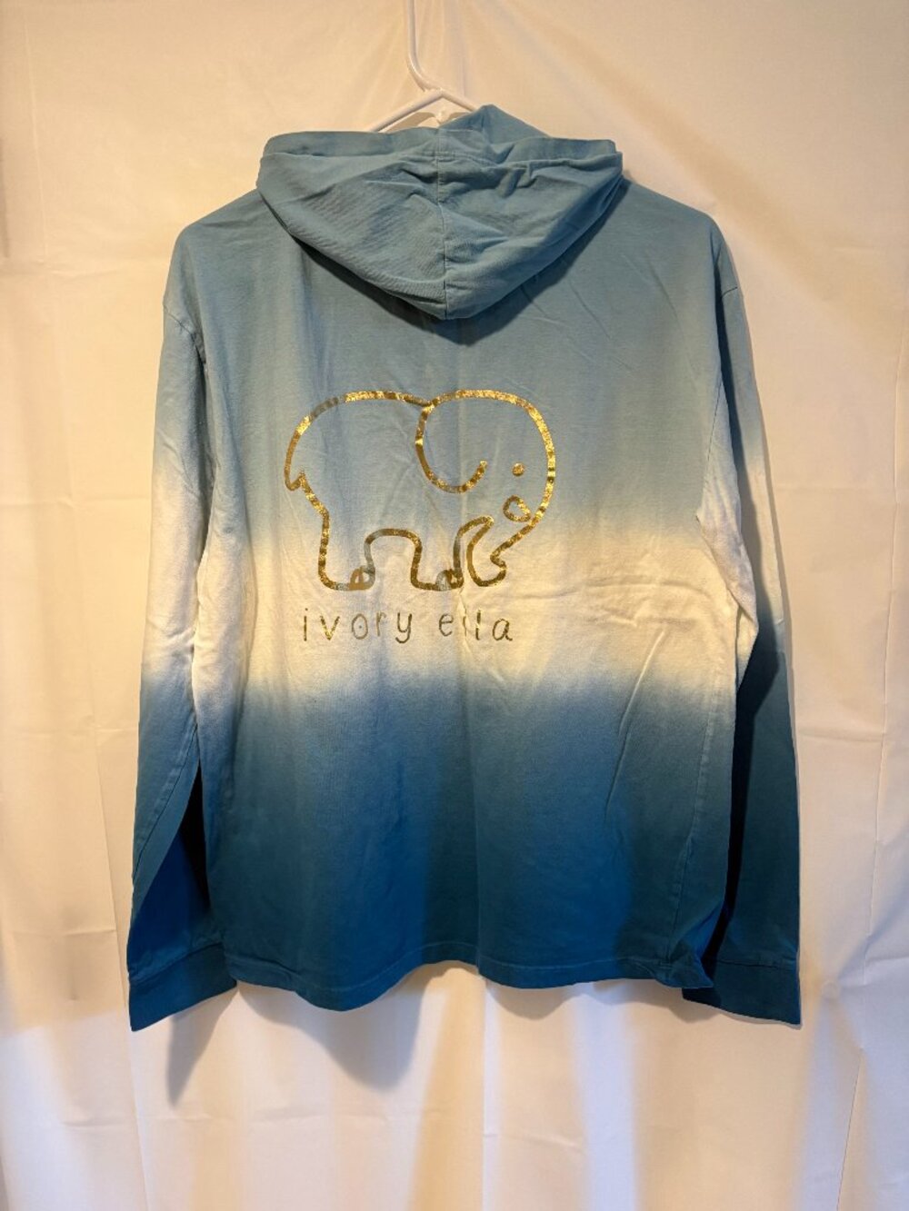 Womens Ivory Ella Size M Teal Hooded Long Sleeve Shirt